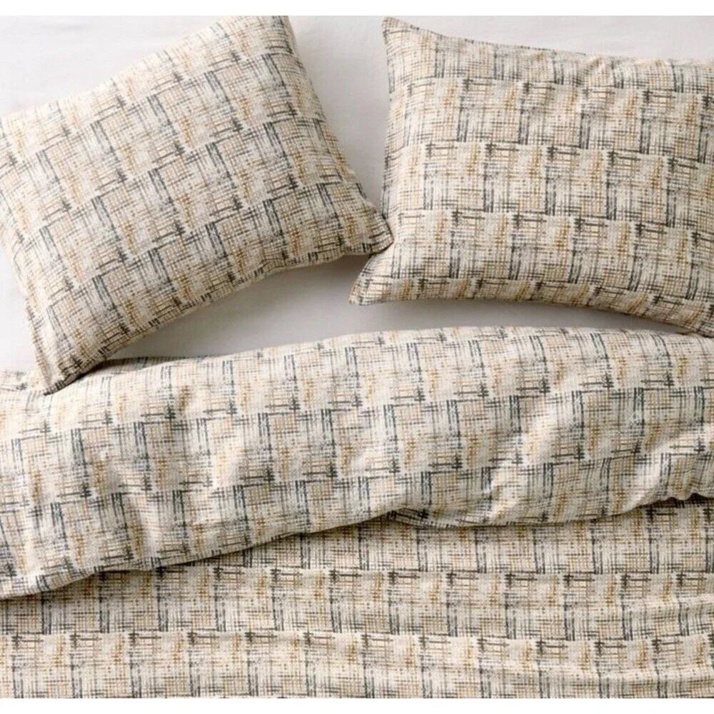 NEW Casaluna King Heavyweight Linen Blend Duvet Cover & Sham Set – Multi Neutral